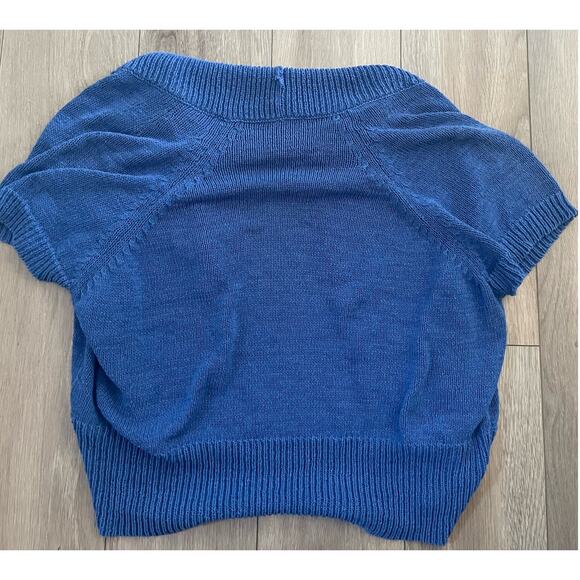 Kenneth Cole Cotton Blend Open Front Shawl Collar Short Sleeve Cardigan Blue 2X - Picture 2 of 4